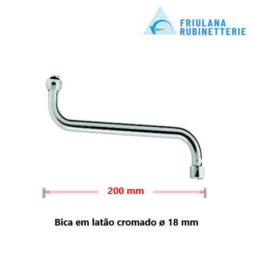Bica De Torneira Latão Cromado Ems Base Ø 18 Mm 200Mm       