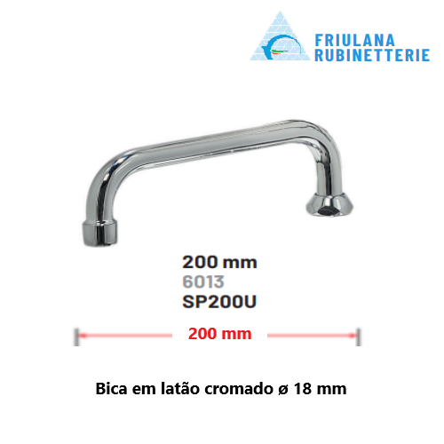 Bica De Torneira Latão Cromado Base Ø 18 Mm 200Mm           