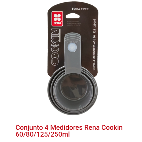 Conjunto 4 Medidores Plast Rena Cookin 60/80/125/250Ml      