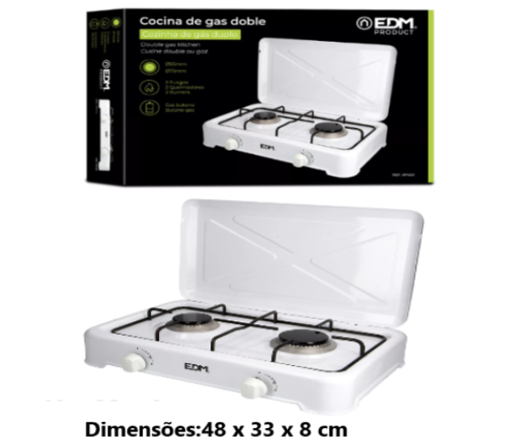 Fogão 2 Queimadores Esmaltado 1-Ø65+1-Ø75Mm 48X33X8Cm       