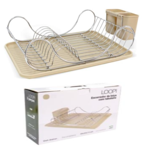 Escorredor Louça C/Tab. Bege 49X32X13Cm W3366               