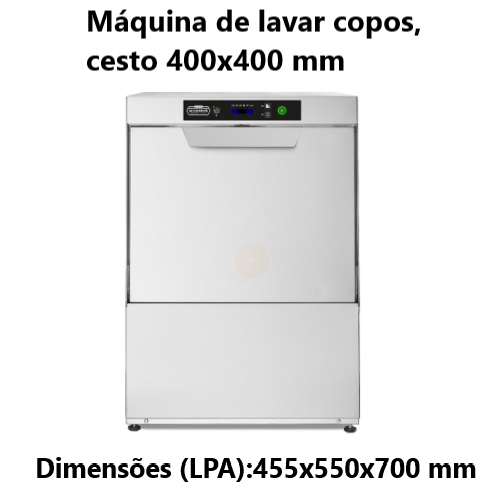 Máquina De Lavar Copos Cesto 400X400Mm Dim.455X550X700Mm    