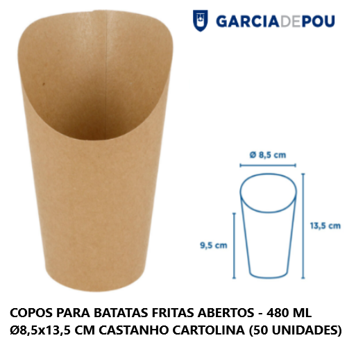 Copo P/Batata Frita Aberto 480Ml Ø8,5X13,5Cm Cartolina 50Und