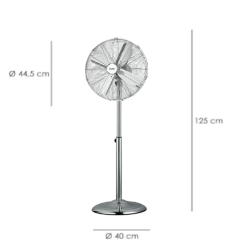 Ventilador Maurer De Pé Cromada Ø44Cm 130Cm Alt. 60W        