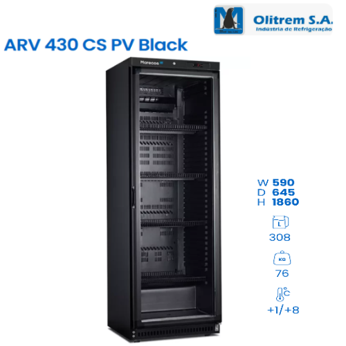 Armario Frio Positivo Arv 430 Cs Pv Black 59X65X186Cm       
