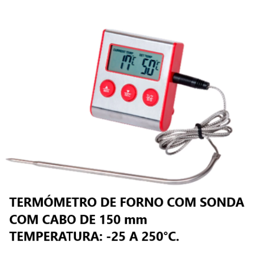Termometro/Temporizador  Forno Sonda 150Mm Temp.-25/250ºc   