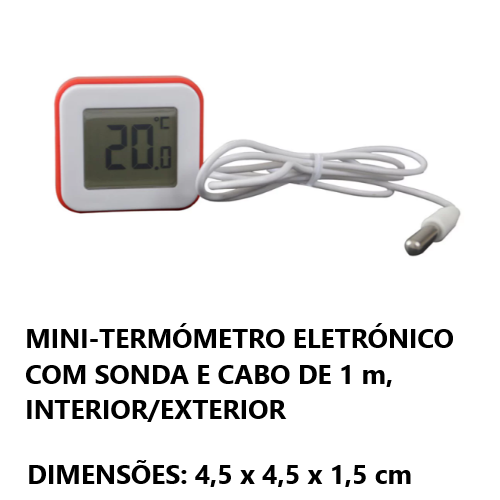 Termometro Eletronico Sonda 1Mt -30/60ºc 4,5X4,5X1,5Cm      