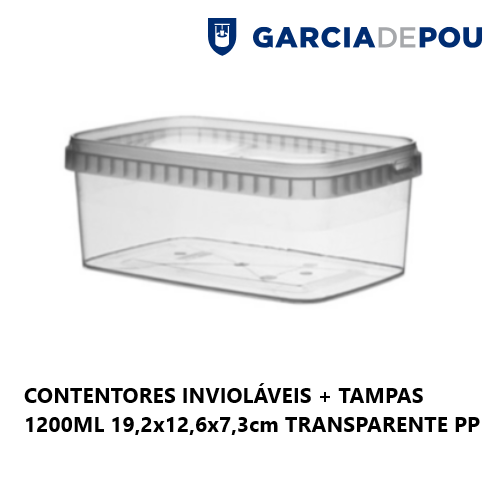 Caixa Inviolável+Tampa 1200Ml 19,2X12,6X7,3Cm Transp. Pp    