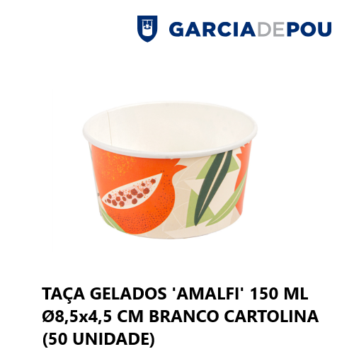Taça De Gelado Cartolina Amalfi 150Ml Ø8,5X4,5Cm 50 Unid.   