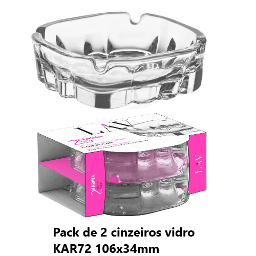 Pack De 2 Cinzeiros Vidro Kar72  106X34Mm Lav               