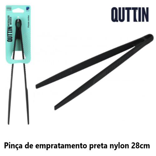 Pinça De Empratamento Preta Em Nylon Max 210ºc 28Cm Quttin  