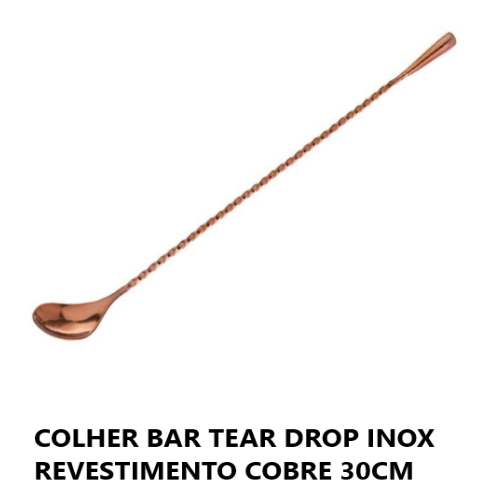 Colher Bar Tear Drop Inox Revestimento Cobre 30Cm           