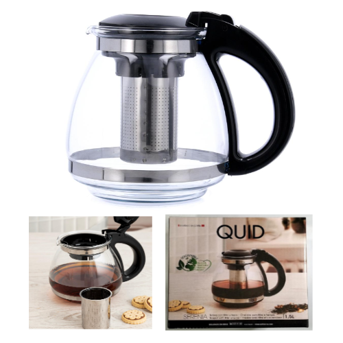 Bule Em Vidro C/Difusor De Chá Inox 1,5Lt Serenia Quid      