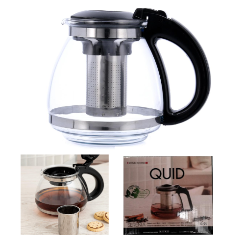 Bule Em Vidro C/Difusor De Chá Inox 0,9 Lt Serenia Quid     