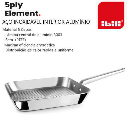 Grelhador Ondulado Inox 5Ply  Todo Calor 24X24X4Cm Ibili    