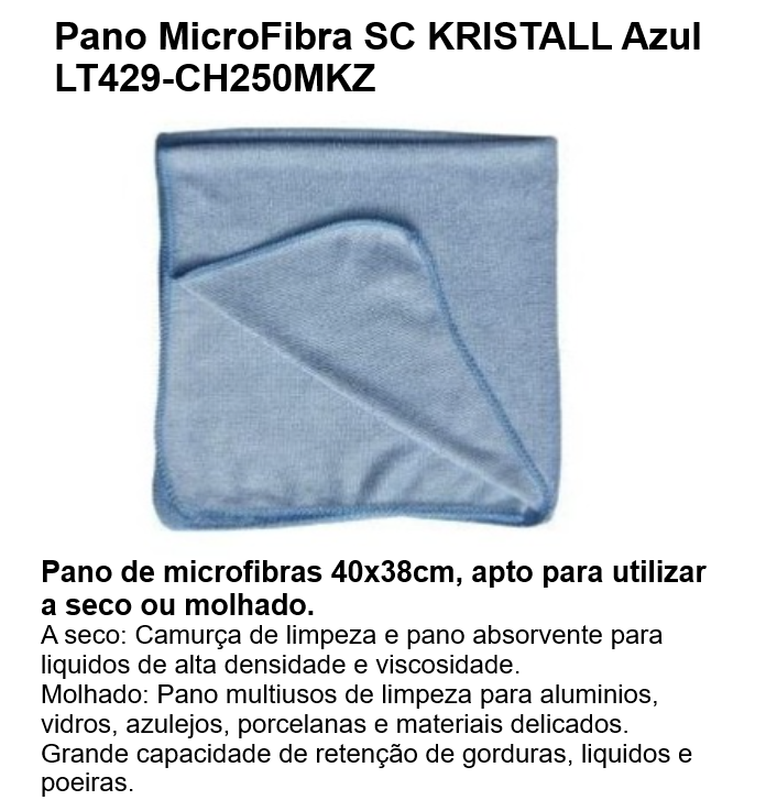 Pack De 6 Panos Microfibra Sc Kristall Azul 40X38Cm         