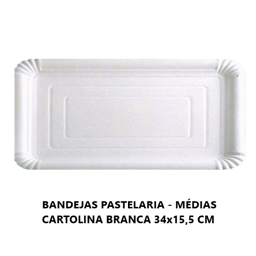 Bandeja Pastelaria 34X15,5Cm Cartão Branco 25 Unidades      