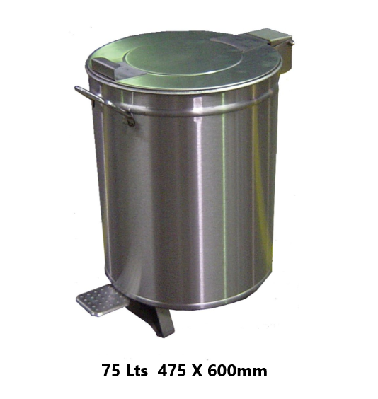 Balde Detritos Inox 75L C/Pedal 475X600                     