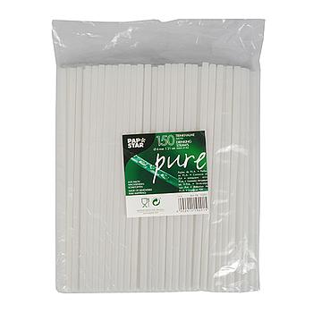 Palhinhas Pla, Rígido "Pure"Ø6Mm 21Cm Branco 150 Unid       