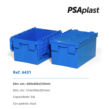 Caixa Com Tampas Articuladas 54L 600.400.310Mm Az           