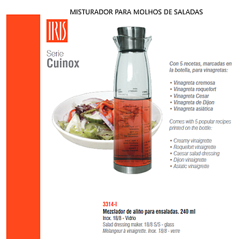 Frasco Misturador De Molhos  Saladas 240Ml Iris             