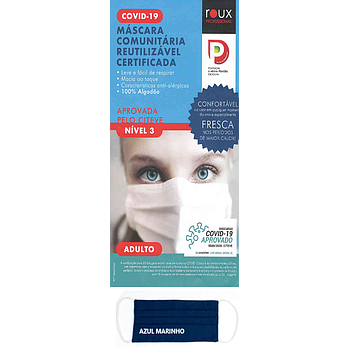 Mascara De Protecao Reutilizavel 100% Algodão Azul Marinho  