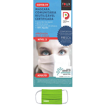 Mascara De Protecao Reutilizavel 100% Algodão Verde         