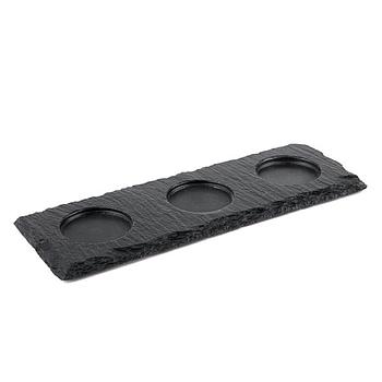 Placa De Ardosia Natural C/3 Cavidades 10X28X0.9Cm Aps      