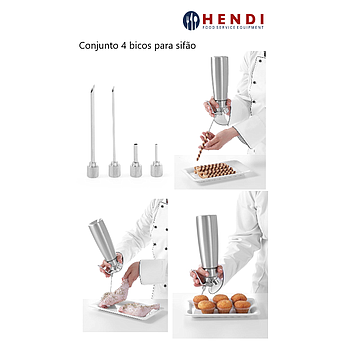 Conjunto De 4 Bicos De Injecção Para Sifão Inox 3/5Mm Hendi 