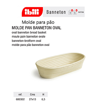 Molde Para Pão Bannetton Oval Rattan 27X13X6,5Cm Ibili      