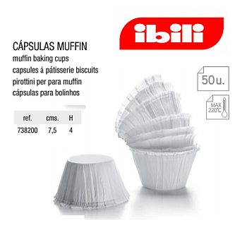 Forma Papel Muffin  7,5X4Cm 220ºc   50 Unidades  Ibili      