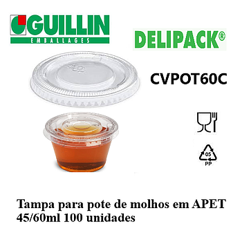 Tampa P/Pote Para Molhos Delipack 45/60Ml 100 Unid. Guillin 