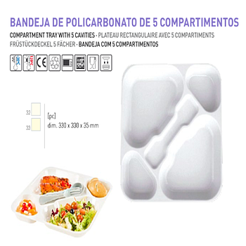 Bandeja Em Policarbonato 5 Div. 330X330X35Mm                