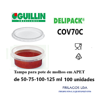 Tampa P/Pote D/Molhos Delipack 50/75/100/125Ml 100 Unid.    