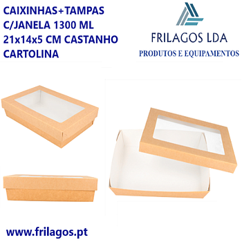 Caixinhas+Tampas C/Janela 1300Ml 21X14X5Cm  50 Unid.        