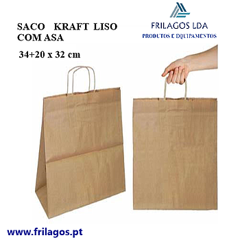 Saco Kraft Liso Com Asa Torçida 34+2X32Cm 20 Unid.          