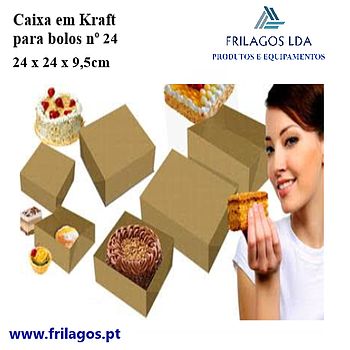 Caixa Em Kraft Para Bolos Nº24 24X24X9.5Cm 50 Unidades      