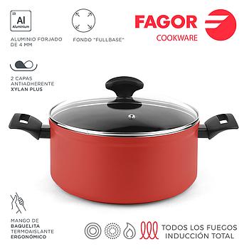 Panela Máxima+Tampa 24Cm Vermelha Alum. 3004 Fagor          