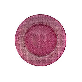 Prato Marcador Rosa C/Relevo Vidro Ø35,6Cm                  