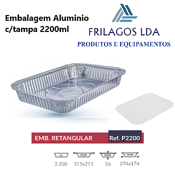 Embalagem Aluminio C/Tampa 2200Ml 31,5X21,5X5,5Cm 100 Unid. 