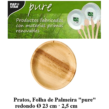 Pratos Folha De Palmeira Pure Redondo Ø 23X2,5Cm  25 Unid   