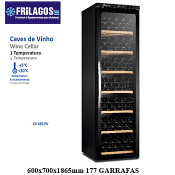 Cave De Vinhos 1 Temp.+5/20ºc 60X70X186,5Cm 177 Garrafas    