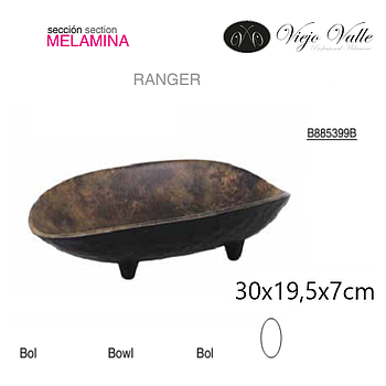 Bandeja Melamina Oval Ranger 30X19,5X7Cm Viejo Valle        