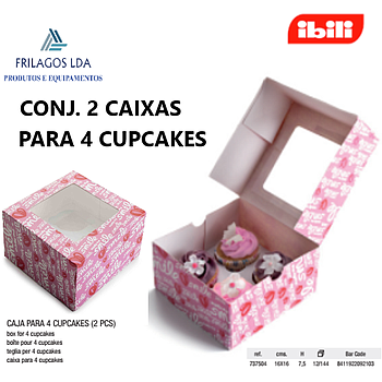 Conjunto De 2 Caixas C/Janela P/4 Cupcakes 16X16Cm Ibili    