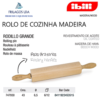 Rolo De Cozinha Madeira De Faia 43X6,5Cm Ibili              