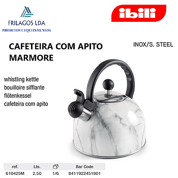 Cafeteira Com Apito 2,5Lts Inox Cor Marmore Ibili           