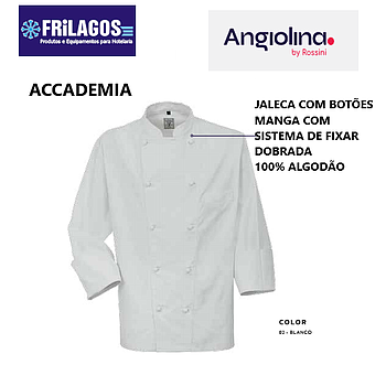 Jaleca Branca 100% Algodão Branca C/Botões Accademia        