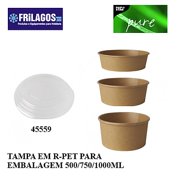 Tampa R-Pet P/Saladeira 500/750/1000Ml 50 Unid. Papstar     