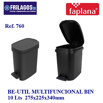 Balde 10L C/Pedal Preto Ref.760 275X225X340Mm Faplana       