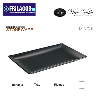 Travessa Preta 34X22X2Cm Ceramica Ming Ii Viejo Valle       
